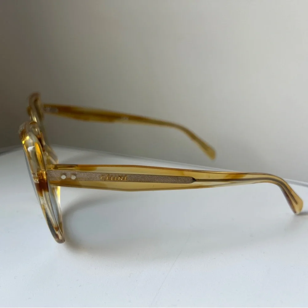 Celine yellow blue lens oversized frame sunglasses